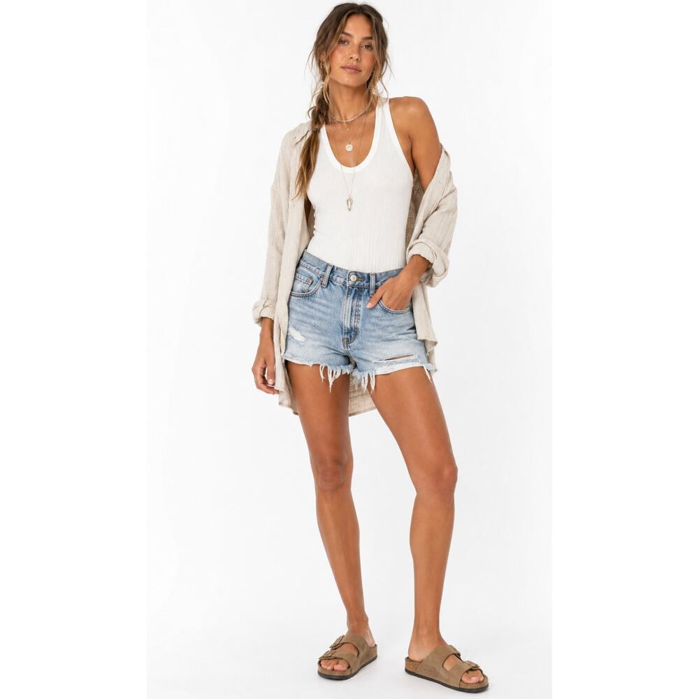 Intimately Free People Ribbed Stretch Bodysuit Off White SZ L NWOT Summer Layers
